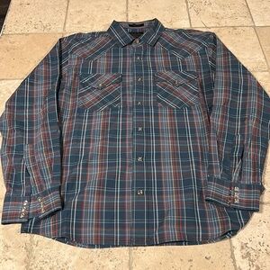 Pendleton Shirt Mens Medium Blue Long Sleeve Shirt Button Snaps